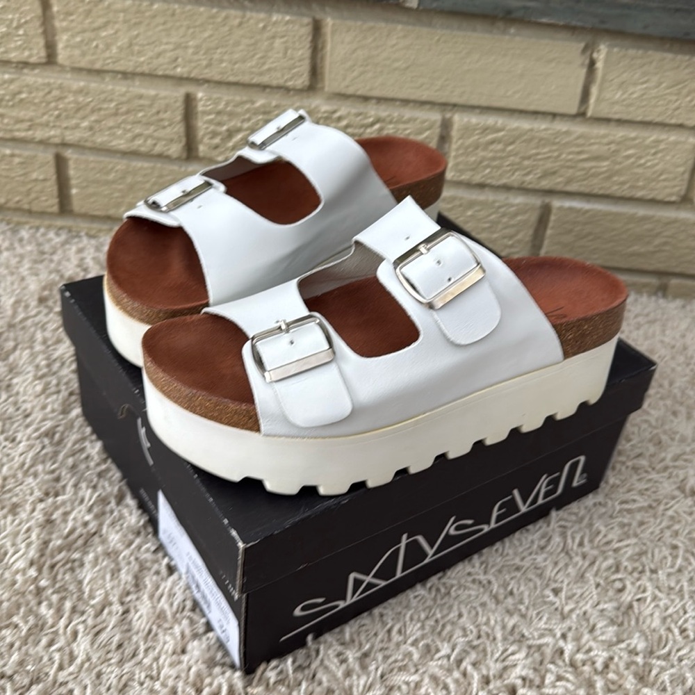 SixtySeven Strap Slide Platform Sandal White size 39EU